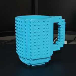 BUILD-ON BRICK 16 OZ BLUE PLASTIC MUG